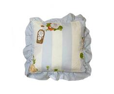 LAtelier 17 Cuscino arredo quadrato rigato decorativo bianco/celeste in puro cotone Alice Provenzale - Shabby Chic 45x45 cm