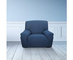 INTRECCI Copridivano Estensibile tinta unita (Copripoltrona 1 posto, Blu)