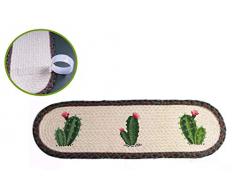 Liveinu Tappeto di Juta con Nastro Biadesivo Tappeto Cucina Antiscivolo Tappetini da Cucina Tappeti Antiscivolo Tappeto Tappeto Runner Scendiletto Moquette in Soggiorno Zerbino 69x21cm Cactus