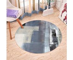 GuoCu Tappeto Rotondo,Moderno Minimalista Geometrico Motivo Tappetino Decorazione per Soggiorno,Tavolino e Camera da Letto,Antiscivolo Lavabili Tappeto Salotto a Pelo Corto Comodino Coperta D 100CM