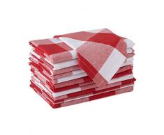 Encasa Homes Tovaglioli da tavola 12 pz Set di grandi 43 x 43 cm (17 x 17 inch) - Controlli Buffalo Red - Assorbente Pesante cotone pesante partito tessuto tessuto lavabile in lavatrice per la casa