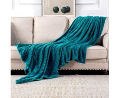 MIULEE Coperta Pile Calda Divano in Velluto Coperta Plaid Morbida per Singolo e Matrimoniale Letto Decorazioni Casa Poltrona Tinta Unita per Letto Ufficio Elegante 1 Pezzo 125x150 CM Blu Verde