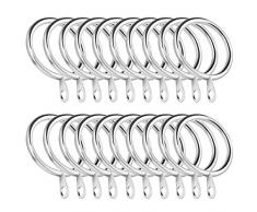 20Pcs Anelli per Tende in Metallo 45mm Diametro Interno Anelli Decorativi per Tende Ganci Appesi con Occhielli Fissi per Asta di Tenda, Argento