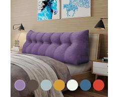 VERCART Cuscino a Cuneo da Lettura per Schienale, Cuscino Antireflusso per Letto, Cuscini Gambe Lombare di Supporto per Divano, Grandi Testata Letto Biancheria Viola Chiaro 180cm