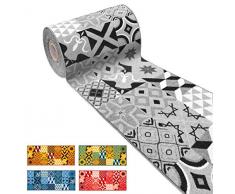 Tappeto Cucina Tessitura Piatta Retro Antiscivolo Piastrelle Maioliche Multiuso Corridoio Bagno Camera mod.FAKIRO36 50x80 BLU