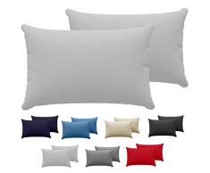 Dreamzie Federa Cuscino (Set di 2) - Grigio Cotone - per i Cuscini 40 x 60 cm - 100% Jersey di Cotone - Federa da Cuscino - Copri Cuscino per Letto - Fodera Protezione per Cuscino