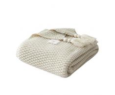 lijunjp Coperta da Plaid Lavorata a Maglia, Coperta in Maglia di Cotone Super Morbida Coperta Lavorata allUncinetto con Nappe, 100% Cotone Organico, per Divano Letto Divano Soggiorno, 43* 60