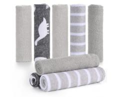 Momcozy Mussole Neonato, Asciugamani Neonato 8 Pezzi, Quadrotti Cotone Neonato, Tovaglioli Stoffa Morbido, Asciugamani Bambini, Set Asciugamani Bagno per Bambino, Maschi, Femmine, 25x25cm, Grigio