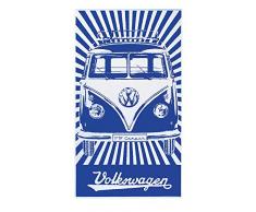 BRISA VW Collection - Volkswagen Hippie Bus T1 Camper Van Telo Mare di Cotone Molto Morbido, Grande Asciugamano da Bagno, Sauna e Spiaggia Come Idea Regalo/Viaggio/Camping (Raggi/Blu&Bianco)