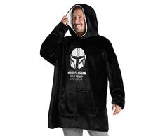 Disney The Mandalorian Felpa Gigante Coperta con Cappuccio Pile Plaid Baby Yoda (Nero)
