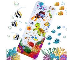 Tappeto per Doccia, Revivoer 100x40cm Tappetino Antiscivolo per Vasca da Bagno e Doccia, Modello Animale Marino, Tappetino Vasca da Bagno Antiscivolo e Antimuffa per Bambini, Senza BPA (Tartaruga)