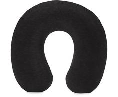 Amazon Basics - Cuscino per il collo, in memory foam, 1 unità, Semicircolare, Nero