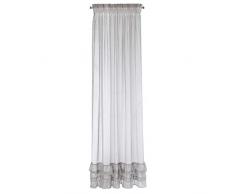 Eurofirany - Tenda Raja, 140 x 270 cm, con fettuccia arricciata, universale, motivo shabby chic, Plastica, argento, 140 x 250 cm