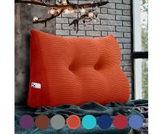 VERCART Cuscino Cuneo da Lettura Triangolare, Schienale Testata Letto Divano, Imbottitura Poggiaschiena Antireflusso Adulti, Cuscino Letto Matrimoniale, Cuscino Cervicale Dormire Lungo Arancia 60cm