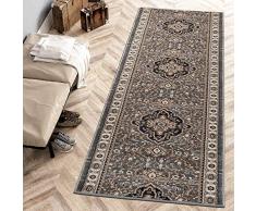 Carpeto Rugs Tappeto Cucina Orientale Floreale Pelo Corto - Tappeto Corridoio - Tappeto Passatoia Cucina - Tappeti Cucina - Tappeto per Cucina Moderni - Grigio - 80 x 230 cm