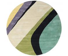 RugVista, Dynamic Handtufted, Tappeto, Pelo Medio, ∅ 200 cm, Rotondo, Moderno, Lana, Corridoio, Camera Da Letto, Cucina, Soggiorno, Mint, Giallo