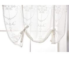 Qucover Tendine per Finestra Tende a Pacchetto Trasparenti Tende da Vetro Voile Decorazione per Cucina Balcone Bistrot Camera 60 x 120 cm Bianco
