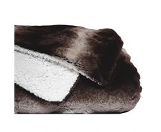 mello Coperta per divano, misura grande, 150 x 200 cm, effetto pelle di montone, reversibile, morbida coperta in pile per divano o letto, lavabile, colore: marrone scuro