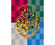 Harry Potter Hogwarts - Coperta in pile con logo, 100 x 140 cm