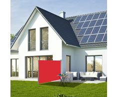 Relaxdays Tenda a Rullo Laterale, Protezione UV, Avvolgibile, Balcone, Terrazza, LxP: 180x300 cm, Rossa