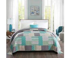WOLTU BD11m04 Trapuntino Matrimoniale Trapunta Singolo Copriletto Trapuntato in Poliestere Stile Moderno Patchwork 240x260 cm