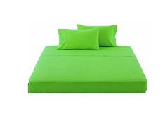 Completo Lenzuola Letto Matrimoniale Singolo Una Piazza e Mezza 100% Cotone TUTTI I COLORI (Una Piazza e Mezza 185x290, Verde Mela)