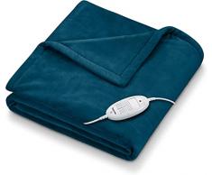 Beurer HD 75 Termocoperta Morbida Coperta Riscaldata, 6 Livelli di Temperatura, Lavabile in Lavatrice, con Spegnimento Automatico ed Extra Sicura 180 x 130 cm, Color Ocean