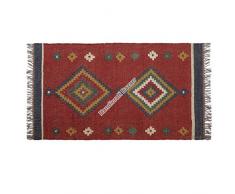 Handicraft Bazarr Coperta Kilim Tappeto Soggiorno Pavimento Tappeto Lana Juta Kilim Area Tappeto 3,5 Hippie Decorativo Yoga Runner Pray Area Tappeto Coperta Coperta Vintage Tappeti (Rosso)