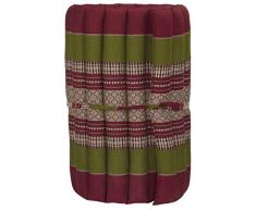 Fine Asianliving Materasso Arrotolabile Thai 190x50x4.5cm Rosso Verde Cuscino Thailandese Materasso Triangolare Kapok Thai meditazione da yoga