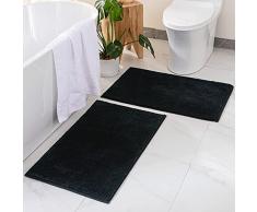 MIULEE Tappeto Grande Bagno Antisciovolo in Ciniglia ad Alta Igroscopicità Tappeto da Bagno Lavabile in Lavatrice Tappeto per Casa Moderna Camera da Letto Ingresso 2 Pezzi 40X60 CM Nero