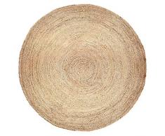 RAJRANG BRINGING RAJASTHAN TO YOU Tappeto Rotondo In Juta D-182 Cm Tappeto Decorativo Reversibile Tessuto A Mano Per Soggiorno