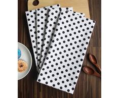 Petrichor Tovaglioli da cucina 48,3 x 68,6 cm, 12 tovaglioli dal design moderno, 100% cotone morbido e resistente, tovaglioli (nero a pois su bianco)