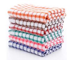 WBTY Set di 6 strofinacci multifunzione in cotone, strofinacci da cucina per la pulizia, asciugatura della cucina e strofinacci assorbenti senza pelucchi, per bar ristorante