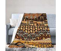 DMORJ Coperta in flanella patchwork in stile africano: coperta comoda e calda per letto, divano, camera da letto, 150 x 150 cm