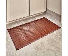 iDesign Formbu Tappeto bamboo, Piccolo Tappetino bagno antiscivolo in bambù, marrone scuro