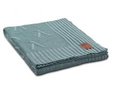 Knit Factory 1101109 â Coperta Lavorata a Maglia Plaid Aran, 130 x 160 cm, Stone Verde