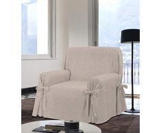 HomeLife - Copripoltrona con Laccetti Micromaculato Made in Italy | Elegante Fodera per Poltrona - Telo in Cotone per Copertura e Protezione da Polvere, Macchie ed Usura – [1 Posto, Beige]