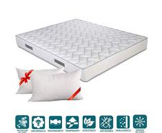 Evergreenweb - Materasso Singolo 90x190 Alto 20 cm in Poliuretano ORTOPEDICO lastra Water Foam Bio + CUSCINO Memory Foam INCLUSO Rivestimento Morbido Bianco Anallergico ideale per Reti o Letti Singoli