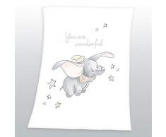 Herding DISNEY DUMBO Coperta in Pile per Bambini, 75 x 100 cm, Poliestere, Bianco