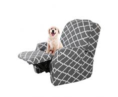 Lydevo Copripoltrona Relax Reclinabile Elettrica Universale,Copripoltrona 1 Posto Reclinabile con Tasche,Copripoltrona Elasticizzato Relax Lavabile Rimovibile,Fodere Poltrona Relax,Geometria Grigia