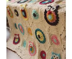 HUANSUN Bianco Cartone Animato Moda Uncinetto Coperta Cuscino Feltro Stile Pastorale Regalo Quadrato, 82X82 cm