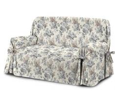 HomeLife - Copridivano a due posti a Fiori con Laccetti in Cotone, 100% Made in Italy - Salvadivano 2 posti con Lacci - Fodera in Cotone per copertura e protezione da polvere, macchie e usura - Grigio