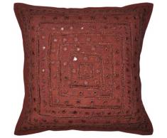 Nandnandini Textile – Specchio indiano gettare cuscino, Indian Home Decor guanciale, cuscino decorativo indiano, indiano stampa floreale cuscino, designer Toss cover, letto di divano Decor