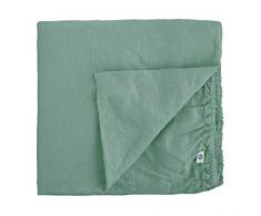 LINEN & COTTON Lenzuolo con Angoli Elasticizzati Molto Morbido in Puro Lino - 100% Lino Lavato (StoneWashed) (140x 200cm) Matrimoniale, Menta Verde