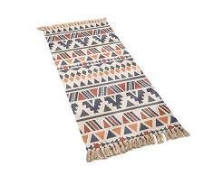iSpchen Tappeto, Antiscivolo Lavabile, Tappeti con Frange di Design Etnico Geometrico Boho per Camera da Letto, corridoio, Soggiorno 60 x 90 cm