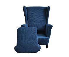 CHNSHOME Copripoltrona con orecchie elasticizzato 1 posto copripoltrona 2 pezzi elasticizzato Fodere per poltrone a orecchioni Copripoltrona blu navy
