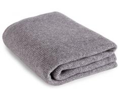 Coperta Copriletto in Cashmere Extra Grande - Grigio Chiaro - Fatta su Ordinazione, 2 Taglie Disponibili - Realizzato a mano ad in Scozia con Love Cashmere