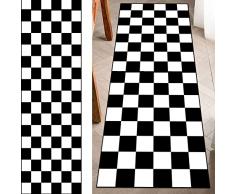 Wassly Tappeto Passatoia Cucina Antiscivolo Nero Bianco, Tappetino da Cucina Lavabile 3D Tappeti Runner per Soggiorno Camera da Letto Poliestere Tappeto Corridoio (Color : A, Size : 50x200cm)