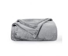 Aisbo Plaid Coperta Pile Singolo - Coperta Calda Invernale per Divano e Letto Singolo 150x200 cm Pile di Flanella Morbida Grigia, Fleece Blanket for Sofa and Couch
