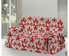 HomeLife - Copridivano a due posti con Laccetti in Cotone Rosso, 100% Made in Italy - Salvadivano 2 posti con Lacci - Fodera in Cotone per copertura e protezione da polvere e macchie [2P Rosso]